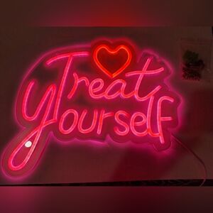 Neon Pink LED Treat Yourself sign - New in package